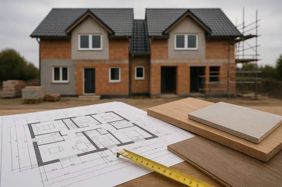 Rysunek techniczny przedstawiający plan budowy bliźniaka.