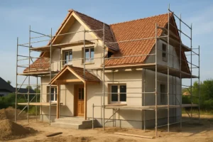 A family house being constructed, symbolizing the journey of building a dream home.