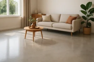 Obraz przedstawiający piękną posadzkę żywiczna w domu, podkreślającą jej atrakcyjność wizualną.