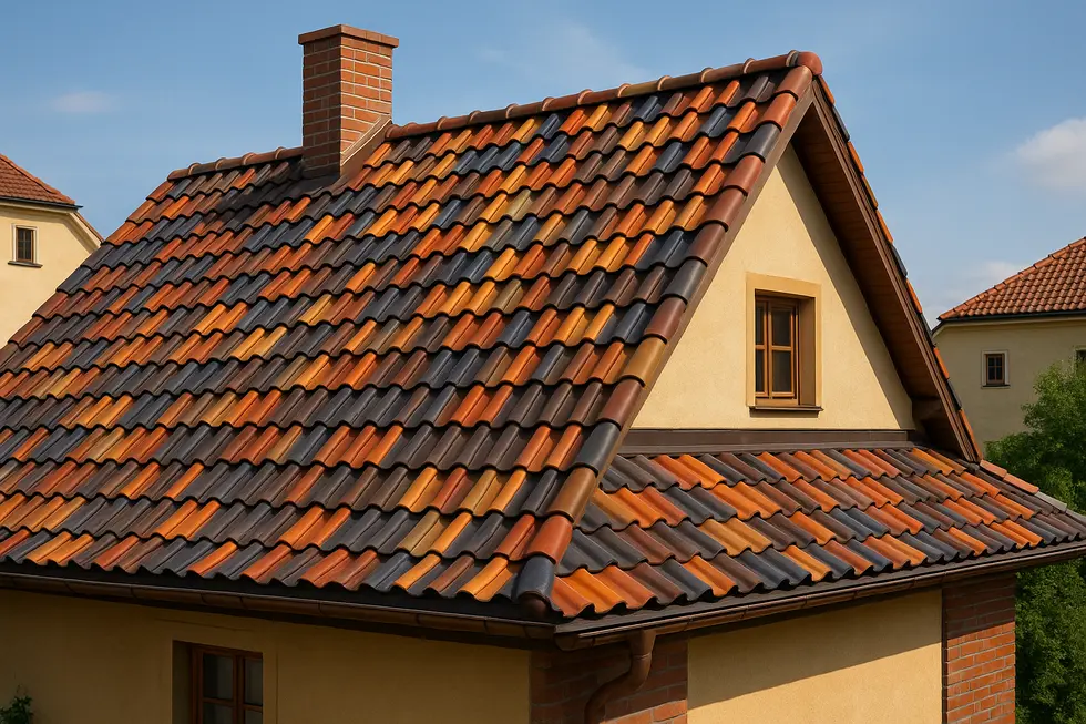 Ceramiczne dachówki na dachu, podkreślające ich estetykę i trwałość.