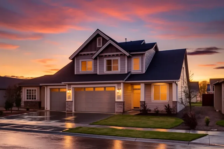 Ile kosztuje stan pod klucz? 4 Dom postawiony pod klucz w malowniczym tle zachodzącego słońca.