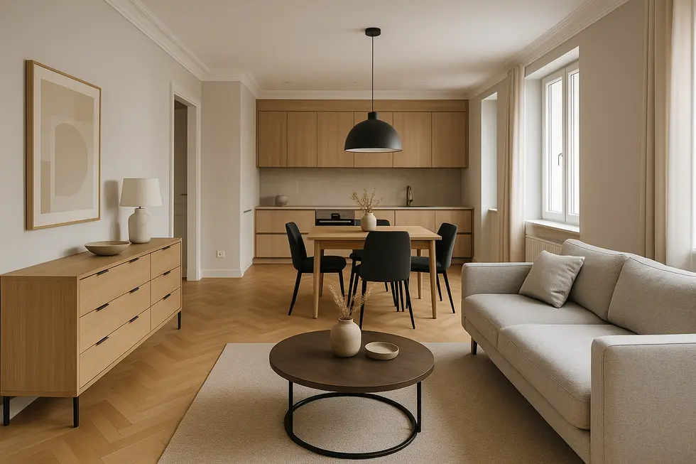 Odnowione mieszkanie 70 m² z eleganckim i nowoczesnym wystrojem.