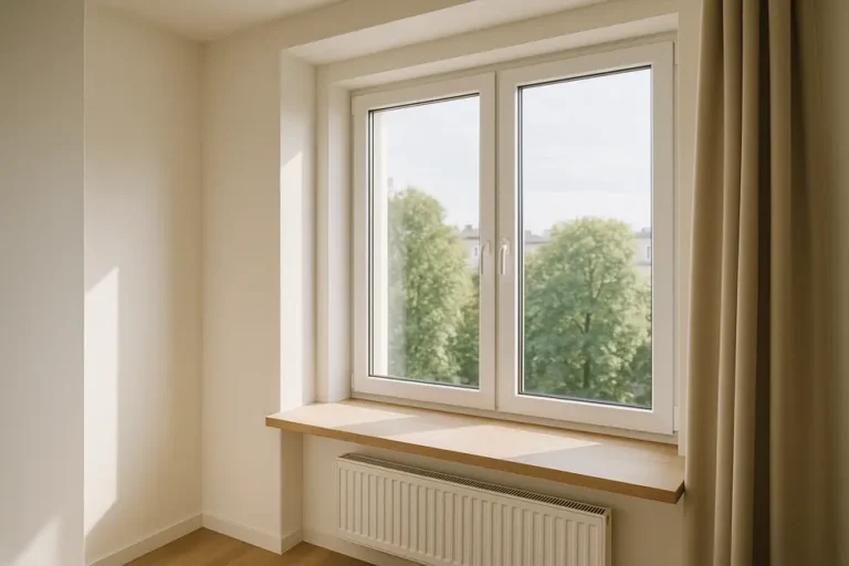 Ile kosztuje wymiana okien? Przewodnik dla początkujących 3 Wnętrze mieszkania z nowymi oknami, które wprowadzają naturalne światło.