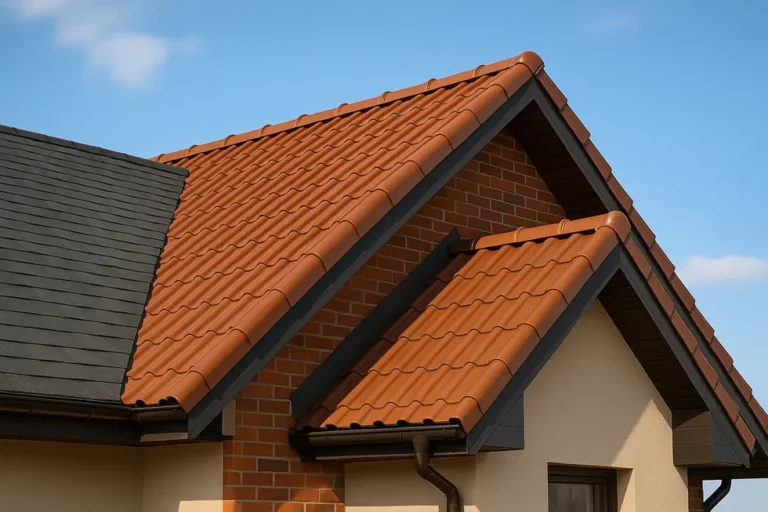 Ile kosztuje remont dachu? Praktyczny przewodnik dla właścicieli domów i inwestorów 3 Nowo wyremontowany dach na tle błękitnego nieba, ilustrujący wysoką jakość wykonania.