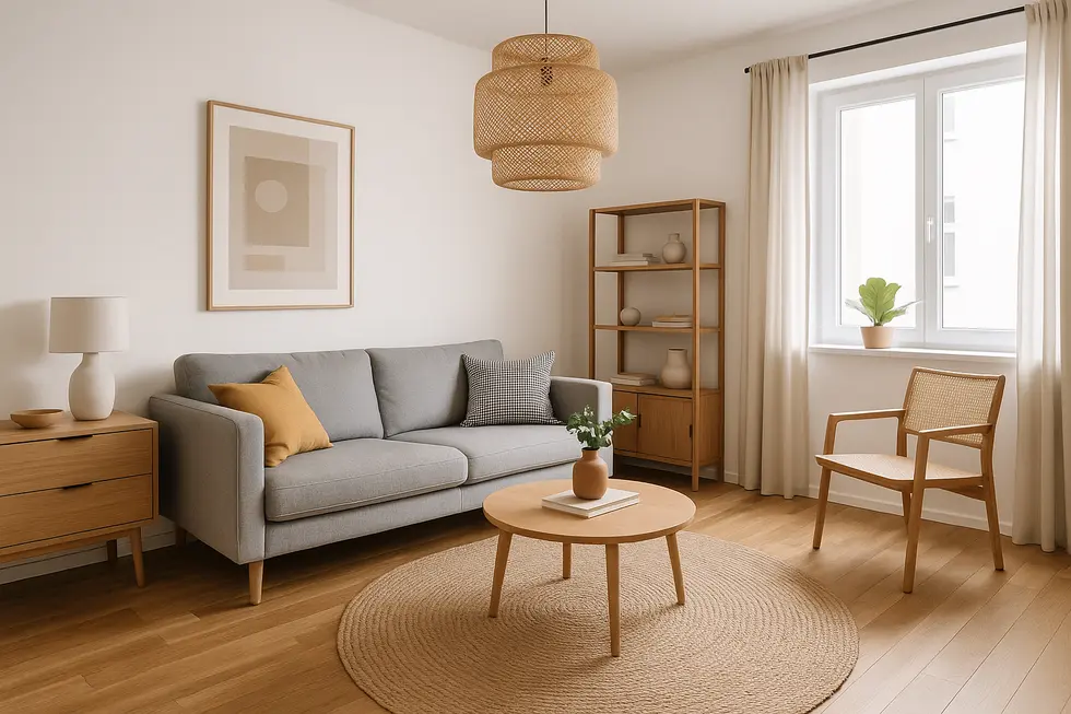 Elegancko odnowiony pokój o powierzchni 20 m², z nowoczesnym wystrojem.