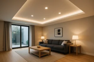 Stylowy sufit podwieszany, który odmieniał wnętrze.