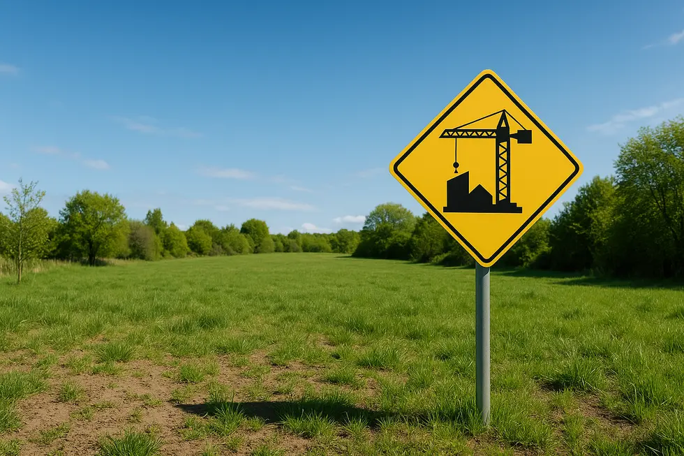 Działka budowlana na sprzedaż, pokazująca przestrzeń i możliwością budowy nowego domu.