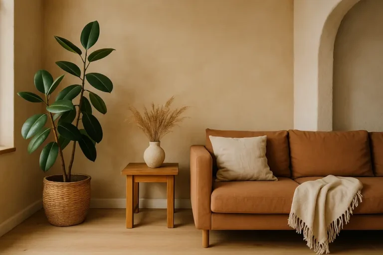 Tynki gliniane i farby wapienne – naturalne wykończenia dla zdrowego domu 7 Ekologiczne wnętrze z tynkami glinianymi i farbami wapiennymi.