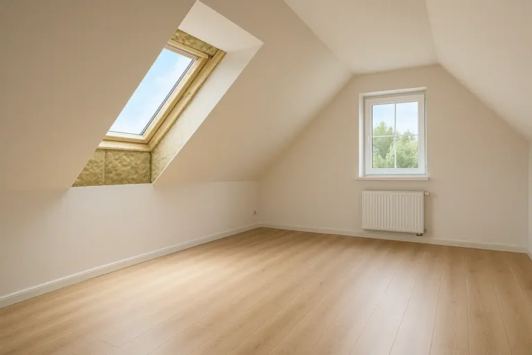 Jak samemu ocieplić poddasze wełną mineralną: 9 kroków do sukcesu 10 Gotowe poddasze z izolacją z wełny mineralnej, prezentujące estetyczne wykończenie i komfortowe wnętrze.