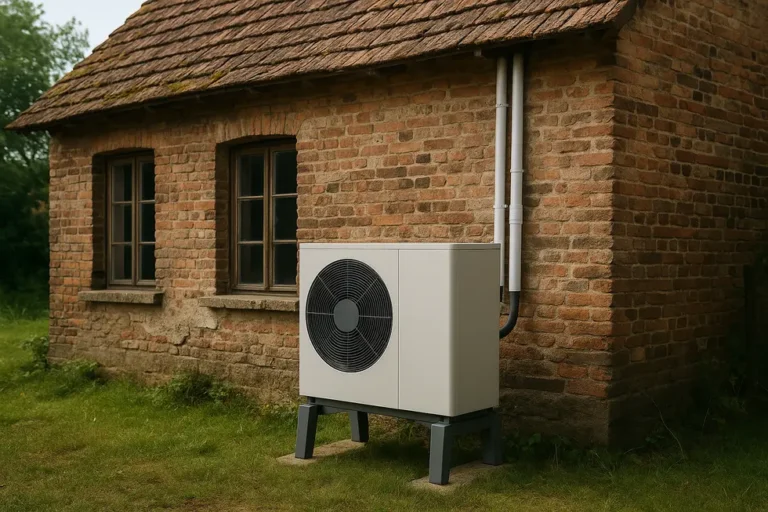 Jaka pompa ciepła do domu 150m² bez ocieplenia? Ekspert radzi na rok 2025 10 Nowoczesny system pomp ciepła zainstalowany w starszym budynku.