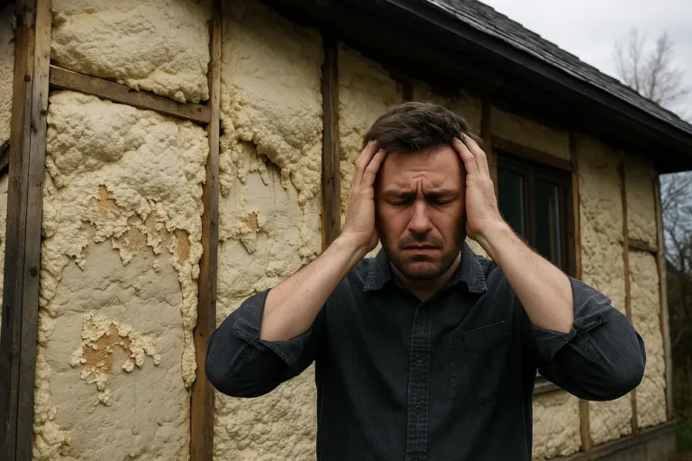 Pianka PUR do samodzielnego ocieplenia – pułapka dla majsterkowiczów 9 Zaniepokojony właściciel domu obok budynku z nieodpowiednią izolacją w piance PUR.