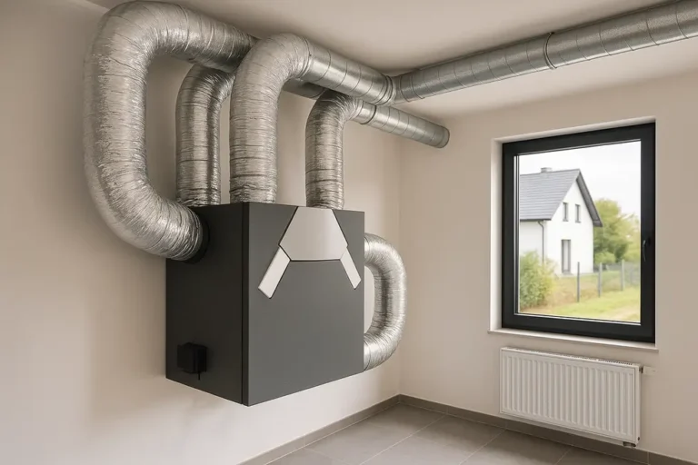 Błędy przy montażu rekuperacji: 10 najdroższych pułapek 4 Modern home with an efficient rekuperation system, symbolizing energy savings and comfort.