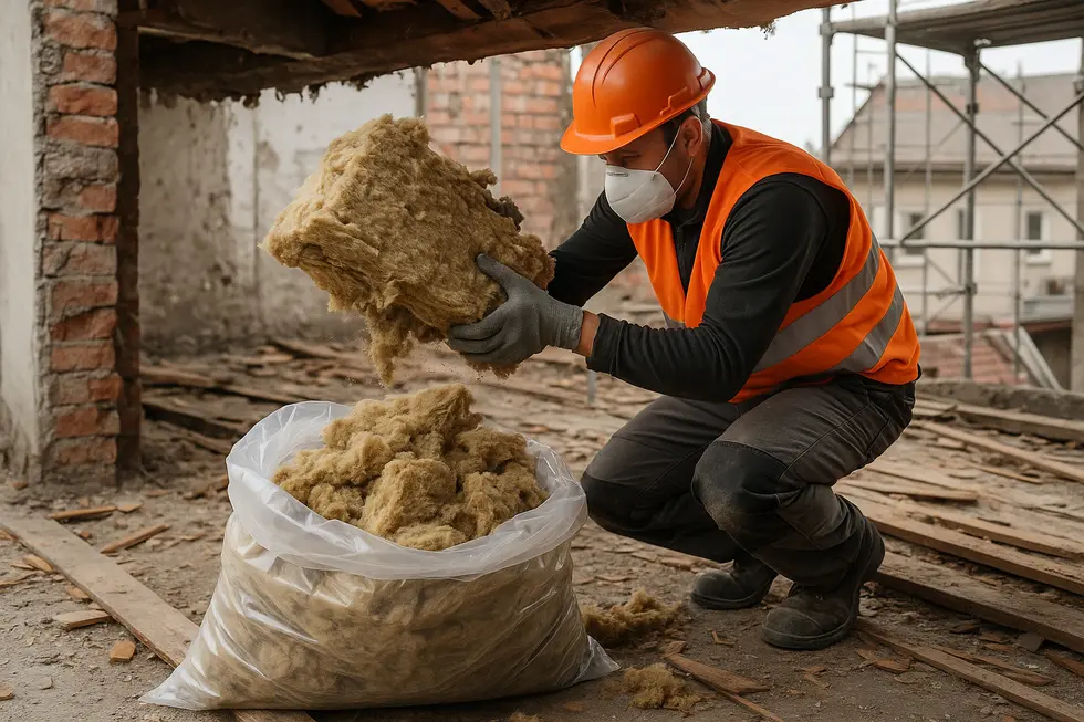 Remont budowlany z uwzględnieniem utylizacji wełny mineralnej.