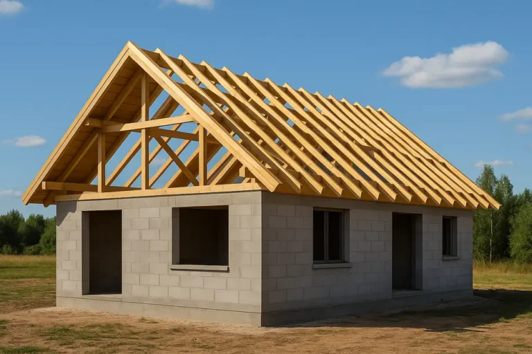 Więźba dachowa: Kiedy zlecić montaż, a kiedy sięgnąć po narzędzia? 9 Completed house featuring a roof truss system, highlighting quality construction.