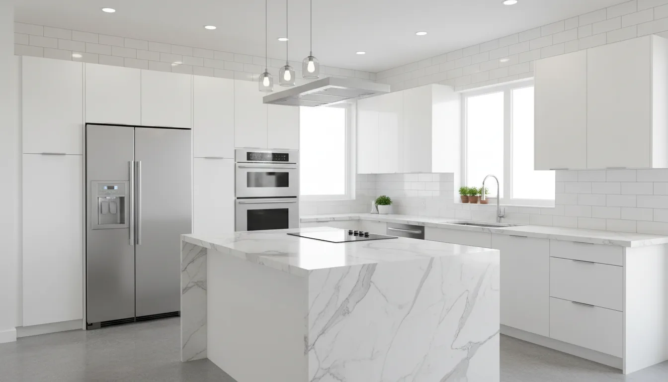 Ile kosztuje remont kuchni 2026 - nowoczesna kuchnia z wyspą i zabudową kuchenną na wymiar w eleganckim stylu