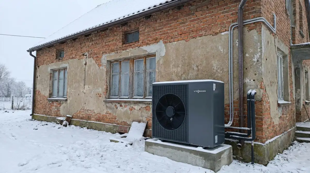 Pompa ciepła powietrzna przy starym domu 150m2 bez ocieplenia zimą