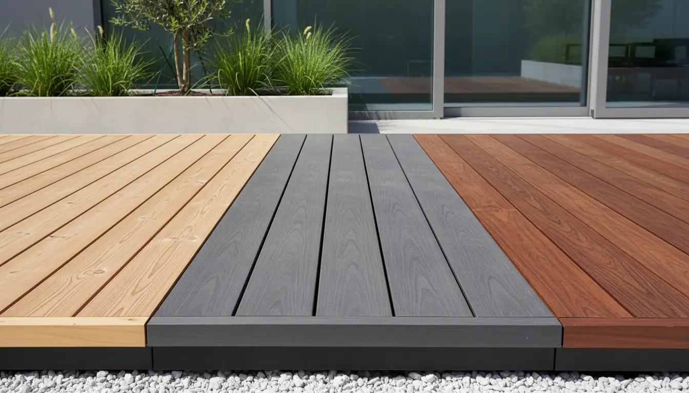 Porównanie cen materiałów na taras 2026 - sosna, modrzew, kompozyt i drewno egzotyczne z zakresami cen za m²