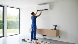 montaż klimatyzacji cena 2026 – technik instaluje split w domu