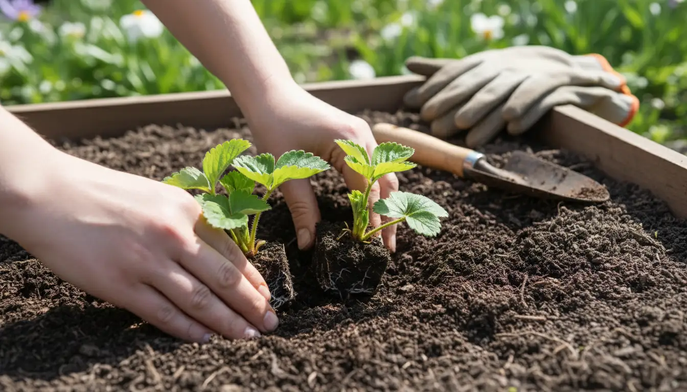 Sadzonki truskawek sadzone wiosną w ogrodzie - kiedy sadzić truskawki optymalny termin kwiecień maj 2026