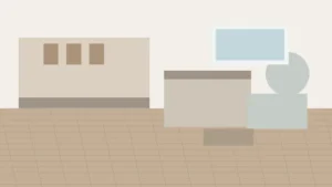 Otwarta kuchnia z salonem z jasną zabudową, wyspą i częścią wypoczynkową w spójnej nowoczesnej aranżacji