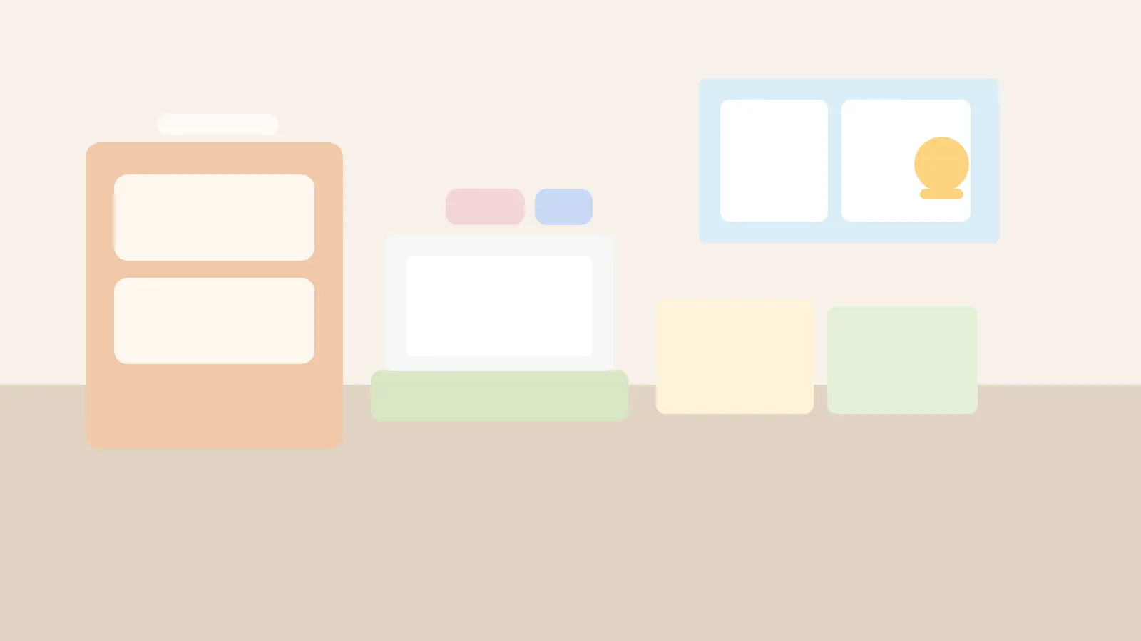 Pokój dla dwójki dzieci z jasną zabudową, dwoma strefami snu i funkcjonalnym przechowywaniem w nowoczesnym wnętrzu.