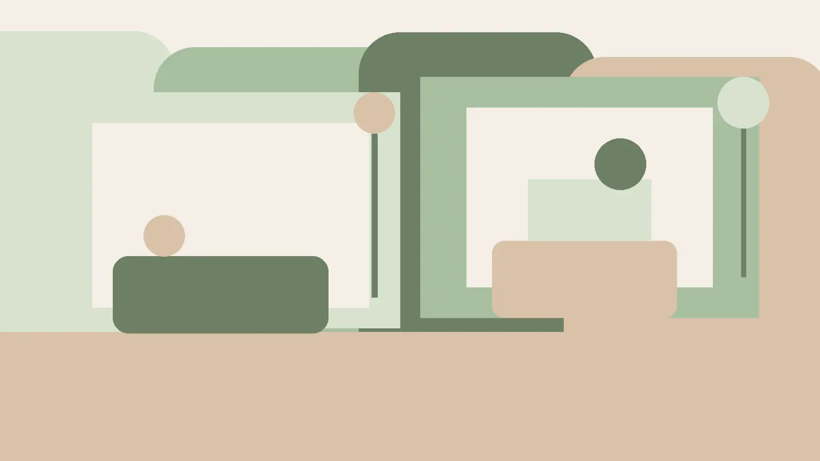 Psychologia kolorów we wnętrzach w nowoczesnym mieszkaniu z harmonijną paletą zieleni, beżu i błękitu w strefie salonu i sypialni